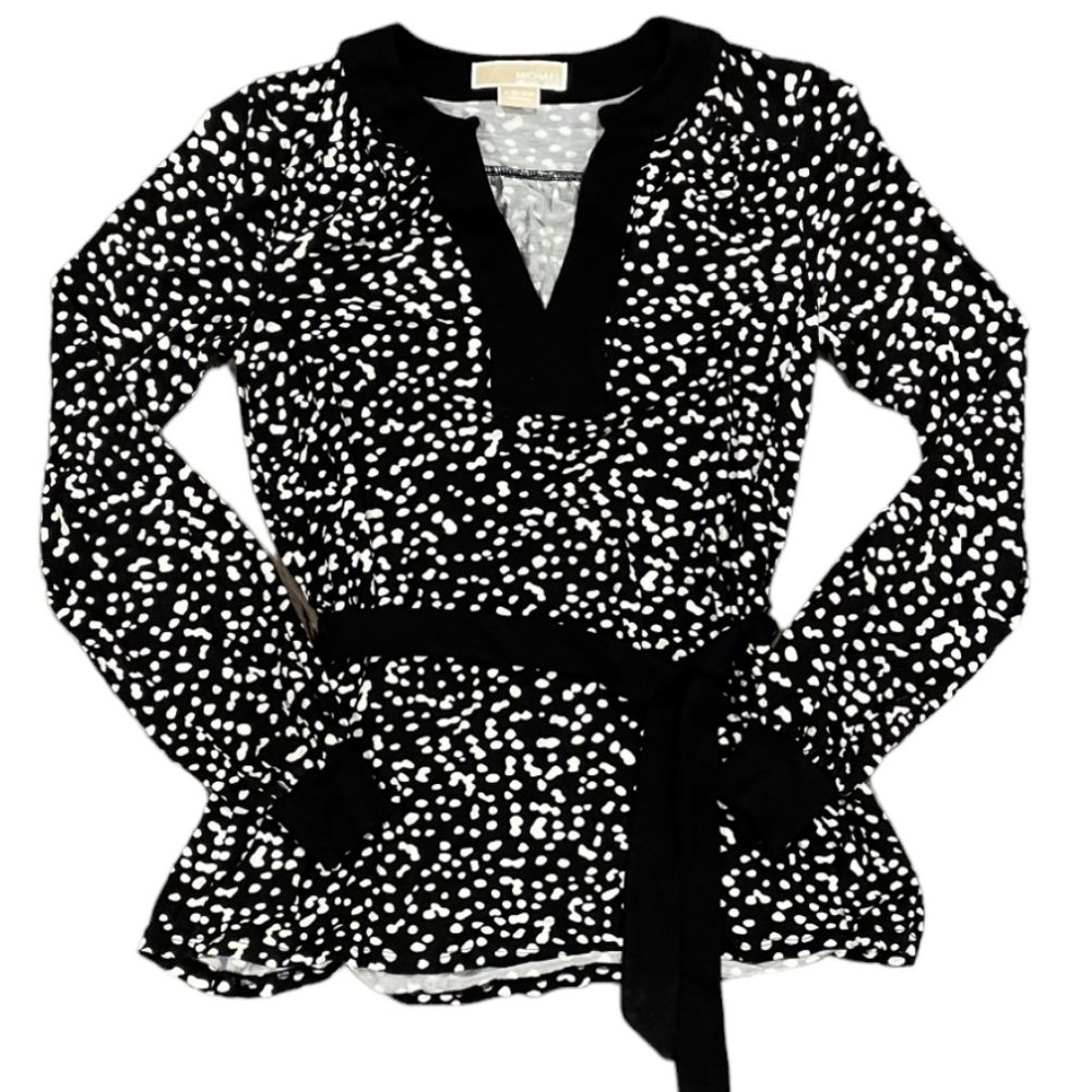 MICHAEL Michael Kors Black & White Long Sleeve Top, Size XS/XP